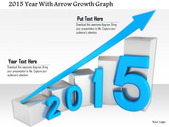 Stock Photo 2015 Year With Arrow Growth Graph PowerPoint Slide