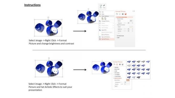 Stock Photo 3d Blue Glossy Dices Strategy PowerPoint Slide