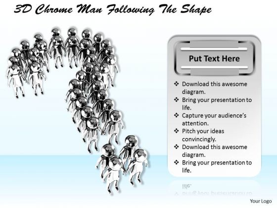 Stock Photo 3d Chrome Man Making Question Mark PowerPoint Slide
