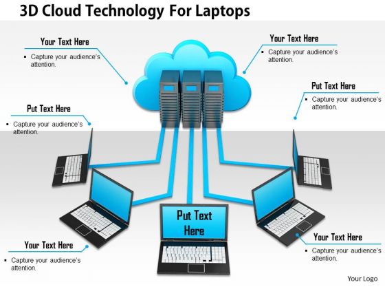 Stock Photo 3d Cloud Technology For Laptops PowerPoint Slide