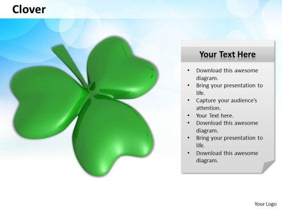 Stock Photo 3d Clover Leaf For Good Luck PowerPoint Slide