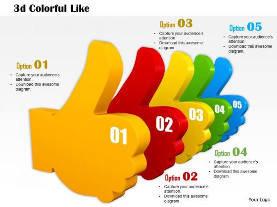 Stock Photo 3d Colorful Like Symbols PowerPoint Slide