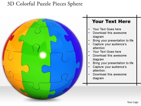 Stock Photo 3d Colorful Puzzle Pieces Sphere PowerPoint Slide