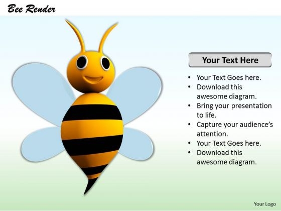 Stock Photo 3d Cute Bee PowerPoint Slide