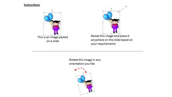 Stock Photo 3d Cute Girl With Balloons Happiness PowerPoint Slide