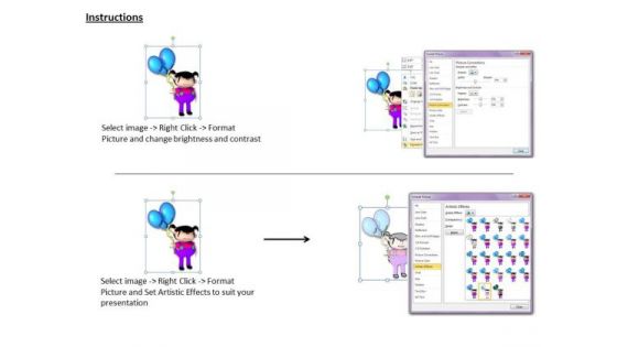 Stock Photo 3d Cute Girl With Balloons Happiness PowerPoint Slide