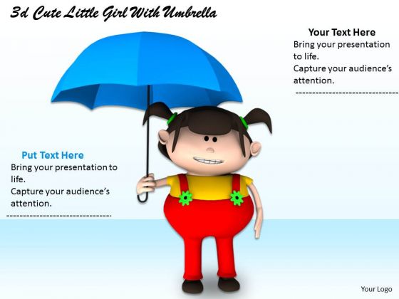 Stock Photo 3d Cute Girl With Umbrella PowerPoint Slide