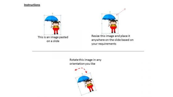 Stock Photo 3d Cute Girl With Umbrella PowerPoint Slide