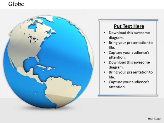 Stock Photo 3d Globe Graphic On White Background PowerPoint Slide
