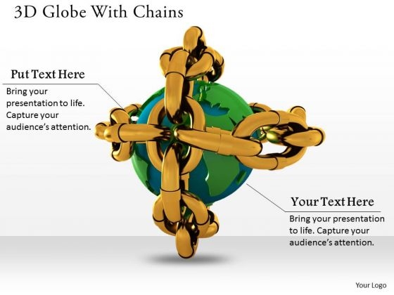 Stock Photo 3d Globe With Chains For Safety PowerPoint Slide