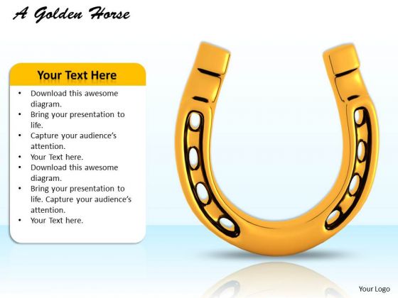 Stock Photo 3d Golden Horse Shoe For Good Luck PowerPoint Slide