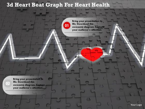 Stock Photo 3d Heart Beat Graph For Heart Health Image Graphics For PowerPoint Slide