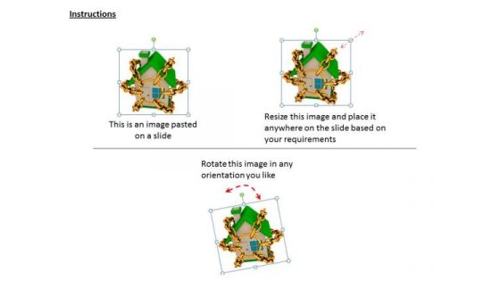 Stock Photo 3d House Crossed With Chains Safety PowerPoint Slide