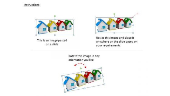 Stock Photo 3d House Home Red Blue Green Yellow Estate Sale Concept PowerPoint Slide