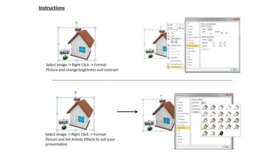 Stock Photo 3d House With Sale Board PowerPoint Slide