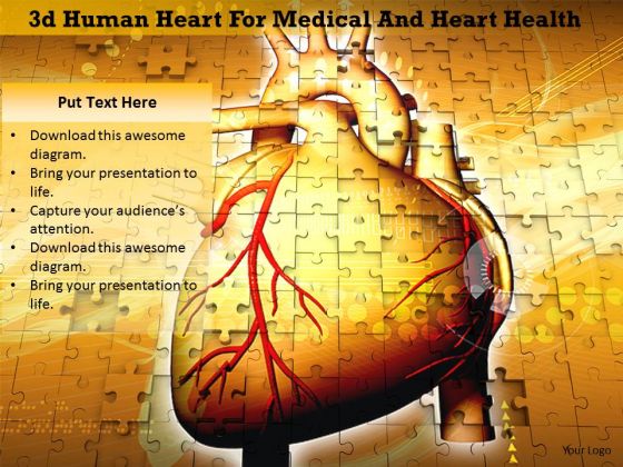 Stock Photo 3d Human Heart For Medical And Heart Health Image Graphics For PowerPoint Slide