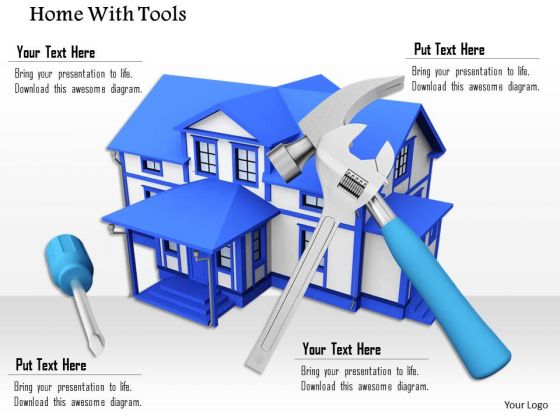 Stock Photo 3d Illustration Of House With Tools PowerPoint Slide