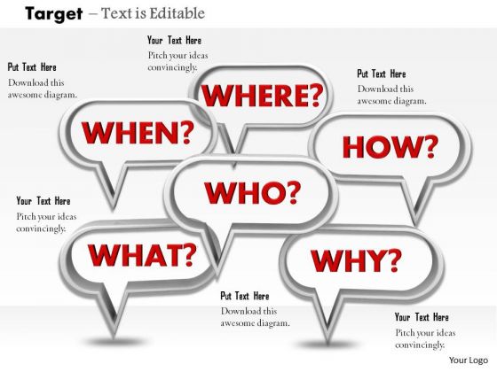 Stock Photo 3d Image Of Various Questions Words PowerPoint Slide