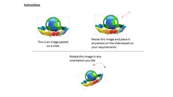 Stock Photo 3d Man And Rounded Puzzle PowerPoint Slide
