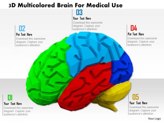Stock Photo 3d Multicolored Brain For Medical Use PowerPoint Slide
