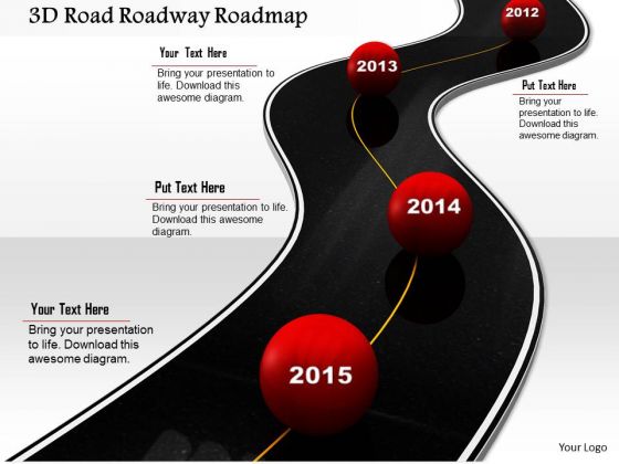 Stock Photo 3d Road Roadway Roadmap PowerPoint Slide