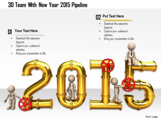 Stock Photo 3d Team With New Year 2015 Pipeline PowerPoint Slide