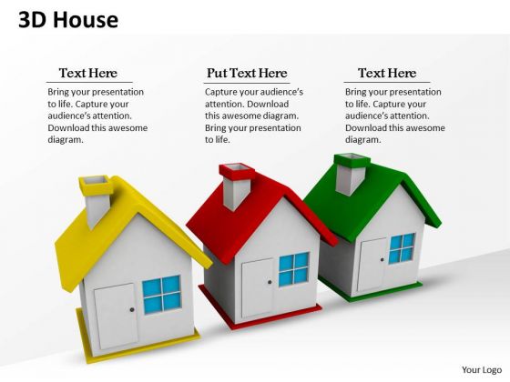 Stock Photo 3d Three House For Real Estate PowerPoint Slide