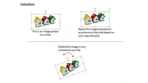 Stock Photo 3d Three House For Real Estate PowerPoint Slide