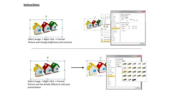 Stock Photo 3d Three House For Real Estate PowerPoint Slide