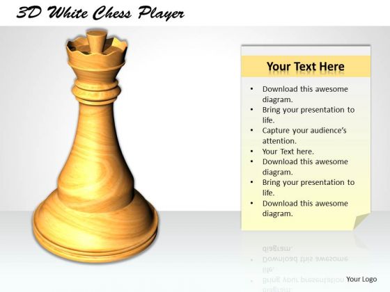Stock Photo 3d White Chess Player PowerPoint Template