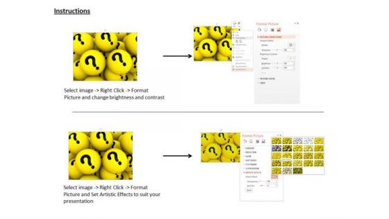 Stock Photo 3d Yellow Spheres With Black Question Marks PowerPoint Slide