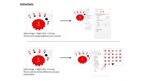 Stock Photo Aces On 100 Dollar Poker Chip PowerPoint Slide