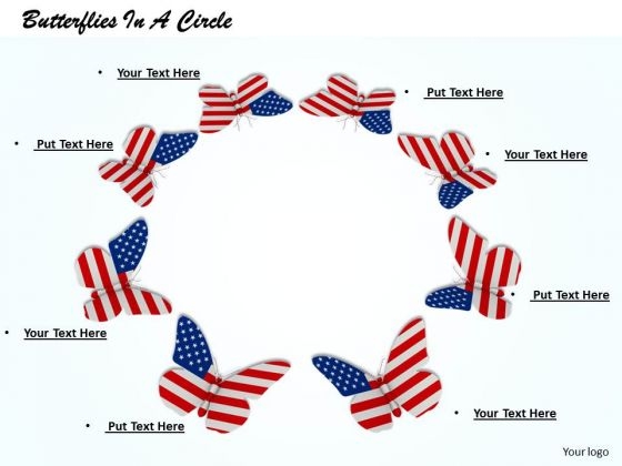 Stock Photo American Butterflies In A Circle PowerPoint Slide