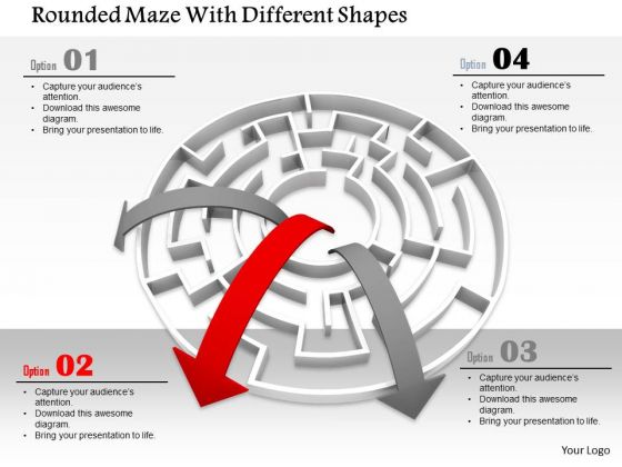 Stock Photo Arrows Coming Out From Maze PowerPoint Slide