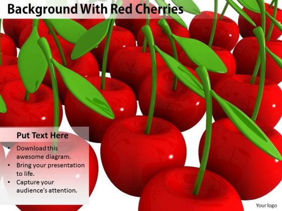 Stock Photo Background With Red Cherries PowerPoint Template