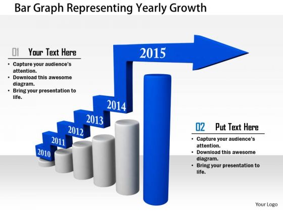 Stock Photo Bar Graph Representing Yearly Growth PowerPoint Slide