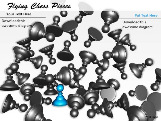 Stock Photo Black Chess Pawns With One Blue PowerPoint Slide