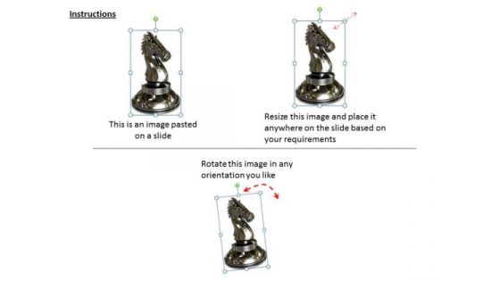 Stock Photo Black Glossy Chess Horse PowerPoint Slide