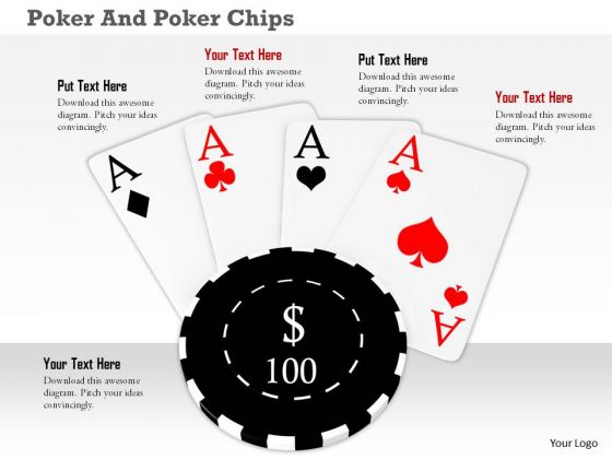 Stock Photo Black Poker Chip Over Aces PowerPoint Slide