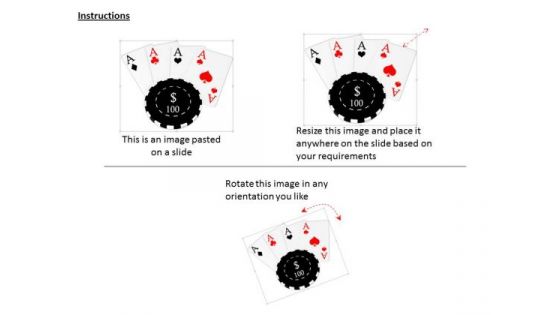 Stock Photo Black Poker Chip Over Aces PowerPoint Slide
