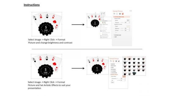 Stock Photo Black Poker Chip Over Aces PowerPoint Slide