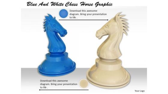 Stock Photo Blue And White Chess Horse Graphic PowerPoint Template