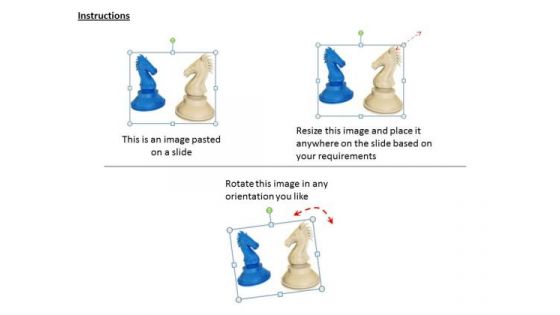 Stock Photo Blue And White Chess Horse Graphic PowerPoint Template