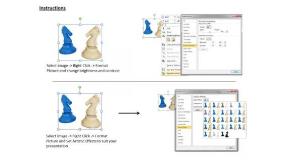 Stock Photo Blue And White Chess Horse Graphic PowerPoint Template