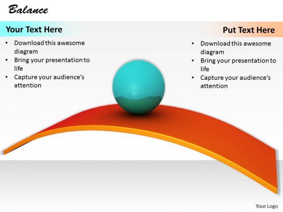 Stock Photo Blue Ball Balance On Orange Slide Path PowerPoint Slide