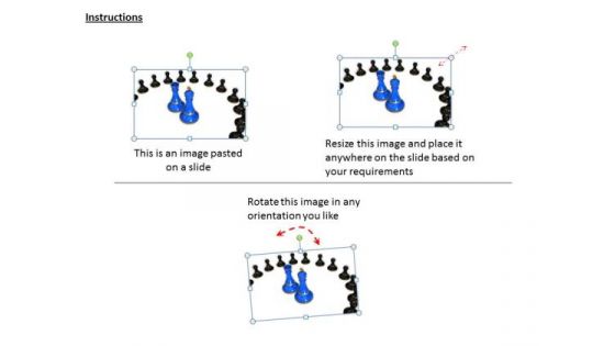 Stock Photo Blue Chess King And Queen With Pawns PowerPoint Slide