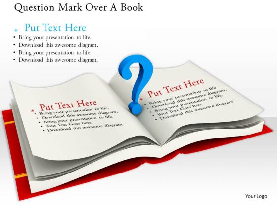 Stock Photo Blue Question Mark On Book PowerPoint Slide