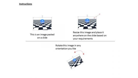 Stock Photo Blue Sphere On Chess Board PowerPoint Slide
