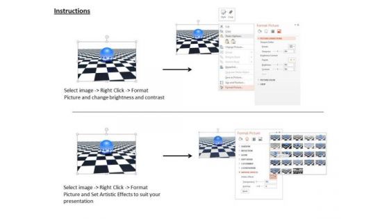 Stock Photo Blue Sphere On Chess Board PowerPoint Slide