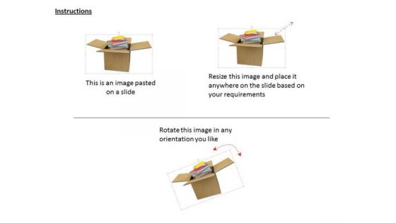 Stock Photo Books And Mouse In Carton Box PowerPoint Slide